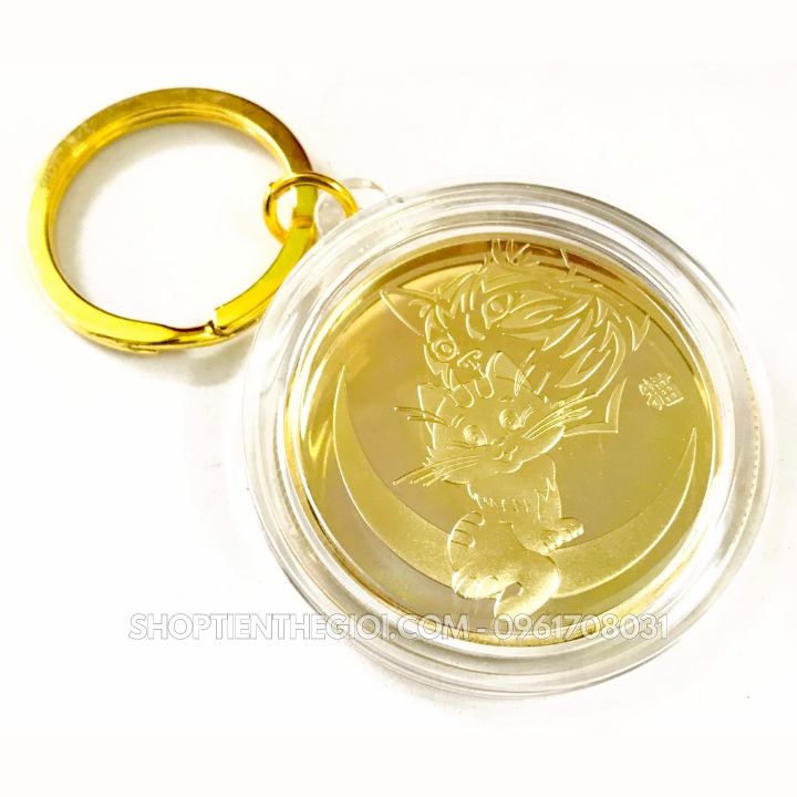 Móc Khóa Xu Con Mèo Vàng 